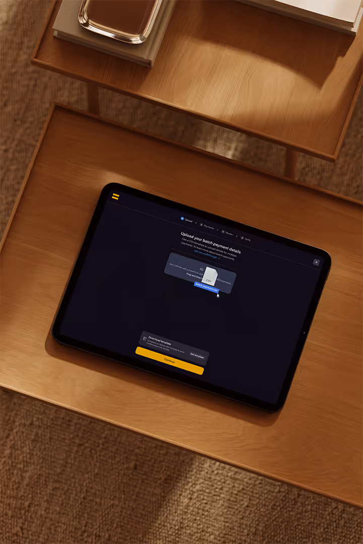 Batch payments upload screen